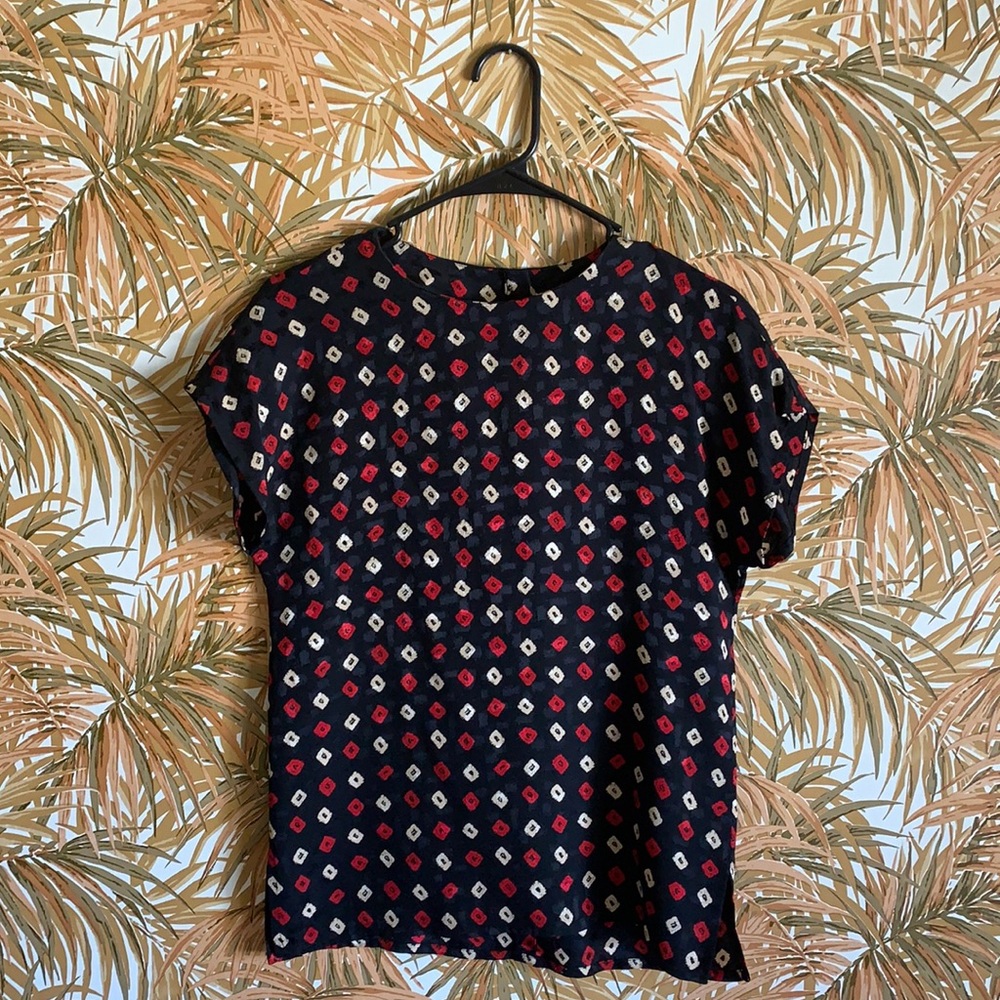Vintage Printed Anne Klein Blouse - Short Sleeve